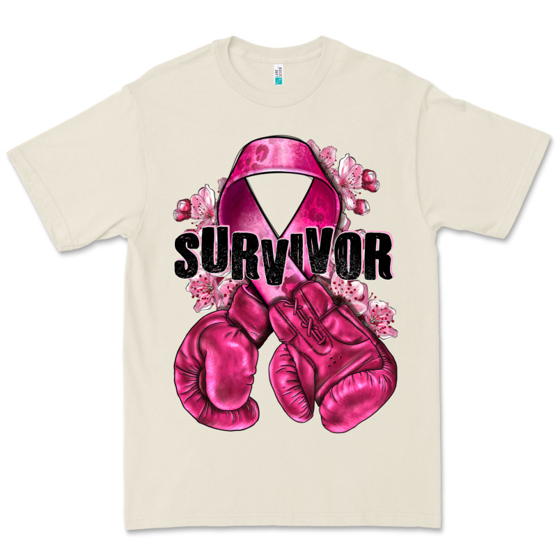 Survivor Breast Cancer With Boxing Gloves Premium Tee by NancyCooperArtShop | Teevron