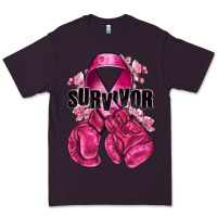 Plum Survivor Breast Cancer with boxing gloves Premium Tee - NancyCooperArtShop