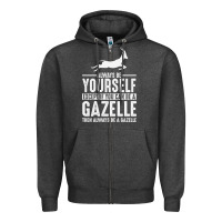 Charcoal Heather Gazelle Gift Lover Zipper Hoodie - longCreatives