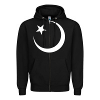 Black Islam Symbol Design white Zipper Hoodie - longCreatives