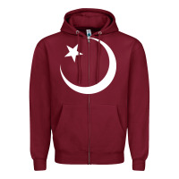 Burgundy Islam Symbol Design white Zipper Hoodie - longCreatives