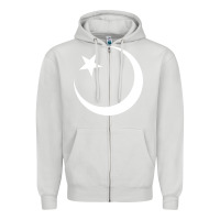Dove Grey Islam Symbol Design white Zipper Hoodie - longCreatives