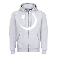 Heather Grey Islam Symbol Design white Zipper Hoodie - longCreatives