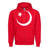 Red Islam Symbol Design white Zipper Hoodie - longCreatives