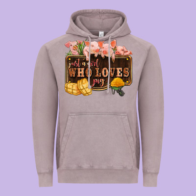 Just A Girl Who Loves Pig Olivia Vintage Hoodie Designed By Oliviacreatesart