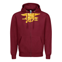 Burgundy Navy Seals badge Zipper Hoodie - longCreatives