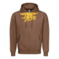Chestnut Navy Seals badge Zipper Hoodie - longCreatives