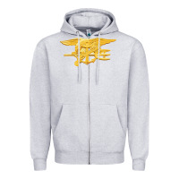 Heather Grey Navy Seals badge Zipper Hoodie - longCreatives