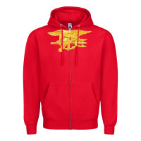 Red Navy Seals badge Zipper Hoodie - longCreatives