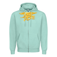 Seafoam Navy Seals badge Zipper Hoodie - longCreatives