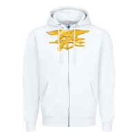 White Navy Seals badge Zipper Hoodie - longCreatives