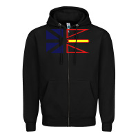 Black Newfoundland and Labrador Flag - 3 Color Zipper Hoodie - longCreatives