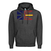Charcoal Heather Newfoundland and Labrador Flag - 3 Color Zipper Hoodie - longCreatives