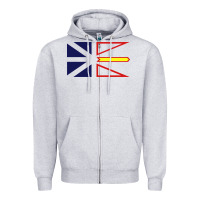 Heather Grey Newfoundland and Labrador Flag - 3 Color Zipper Hoodie - longCreatives