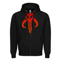 Black Mando Mythosaur Skull Sticker Zipper Hoodie - longCreatives