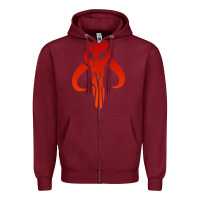 Burgundy Mando Mythosaur Skull Sticker Zipper Hoodie - longCreatives