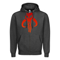 Charcoal Heather Mando Mythosaur Skull Sticker Zipper Hoodie - longCreatives