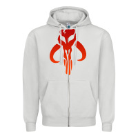 Dove Grey Mando Mythosaur Skull Sticker Zipper Hoodie - longCreatives