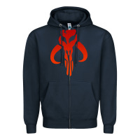 Navy Mando Mythosaur Skull Sticker Zipper Hoodie - longCreatives