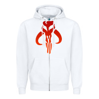 White Mando Mythosaur Skull Sticker Zipper Hoodie - longCreatives