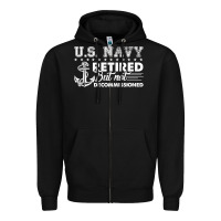 Black US Navy Retired Shirt Zipper Hoodie - longCreatives