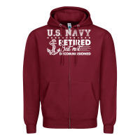 Burgundy US Navy Retired Shirt Zipper Hoodie - longCreatives