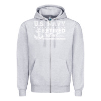 Heather Grey US Navy Retired Shirt Zipper Hoodie - longCreatives