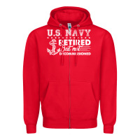 Red US Navy Retired Shirt Zipper Hoodie - longCreatives