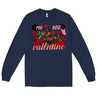 Navy My dog is my Valentine's Day Long Sleeve Tee - FaDigitalArtStudio