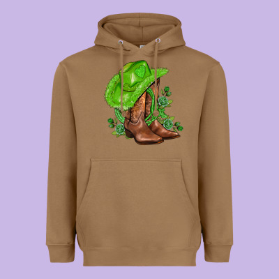 Green  Cowgirl And Roses Heavyweight Hoodie Designed By Adodesignshop
