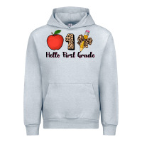 Heather Grey hello first grade leopard 3200x2400 Urban Hoodie - AdoDesignShop