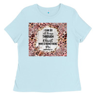 Baby Blue i can do all things with leopard and glitter Ladies Tee - TumblerDesignByShophia