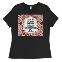 Black i can do all things with leopard and glitter Ladies Tee - TumblerDesignByShophia