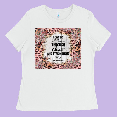 I Can Do All Things With Leopard And Glitter Ladies Tee Designed By Tumblerdesignbyshophia