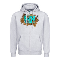 Heather Grey rodeo time  with leopard and cowhide Zipper Hoodie - Artiststas