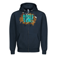 Navy rodeo time  with leopard and cowhide Zipper Hoodie - Artiststas