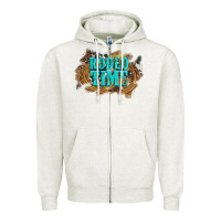 Oatmeal Heather rodeo time  with leopard and cowhide Zipper Hoodie - Artiststas