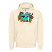 Sandshell rodeo time  with leopard and cowhide Zipper Hoodie - Artiststas