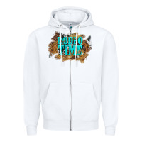 White rodeo time  with leopard and cowhide Zipper Hoodie - Artiststas