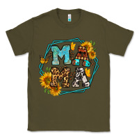 Army Green sunflowers hexagon frame mama Classic Tee - Jasminsmagicworld
