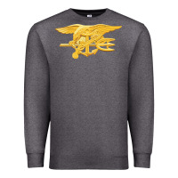 Charcoal Heather Navy Seals badge Premium Sweatshirt - longCreatives