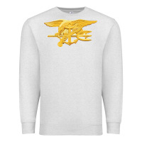 Oatmeal Heather Navy Seals badge Premium Sweatshirt - longCreatives