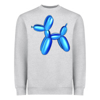 Heather Grey Blue Dog Balloon Heavyweight Sweatshirt - Artiststas
