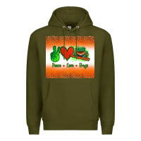Army Green peace love frogs Premium Hoodie - Jasminsmagicworld