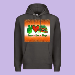 Peace Love Frogs Premium Hoodie Designed By Jasminsmagicworld