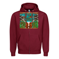 Burgundy whild child longhorn  cactus cowhide Zipper Hoodie - Artiststas