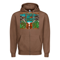 Chestnut whild child longhorn  cactus cowhide Zipper Hoodie - Artiststas