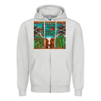 Dove Grey whild child longhorn  cactus cowhide Zipper Hoodie - Artiststas