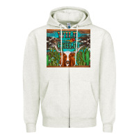 Oatmeal Heather whild child longhorn  cactus cowhide Zipper Hoodie - Artiststas