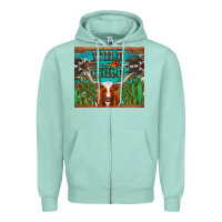 Seafoam whild child longhorn  cactus cowhide Zipper Hoodie - Artiststas